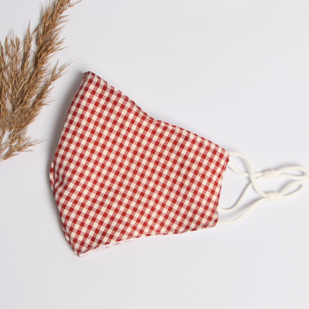 Double-Layer Checked Cotton Washable Face Mask